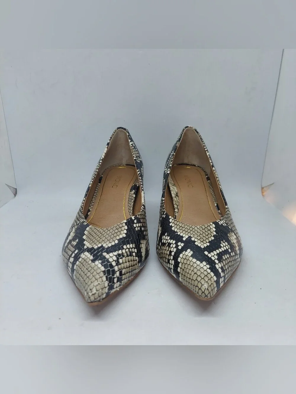 Vionic Josie Snake Pointed Toe Kitten Heel Pumps Casual Shoes Womens Size 8.5